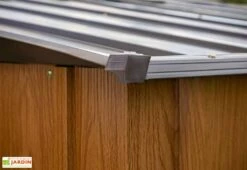 Abri De Jardin En Acier Galvanisé Imitation Bois 7 M² -Solid || Mikado || Hevea Soldes Boutique toiture abri jardin acier galvanise imitation bois
