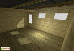 Abri De Jardin En Bois De Pin Traité Avec Auvent Et Plancher – 32,3 M² -Solid || Mikado || Hevea Soldes Boutique vue interieur abri jardin bois avec plancher